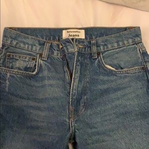 Reformation jeans distressed stonewashed.